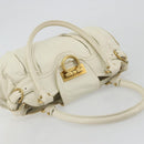 Salvatore Ferragamo Gancini Hand Bag Leather White Champagne Gold Auth 189556-6