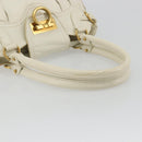Salvatore Ferragamo Gancini Hand Bag Leather White Champagne Gold Auth 189556-7