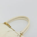 Salvatore Ferragamo Gancini Hand Bag Leather White Champagne Gold Auth 189556-8
