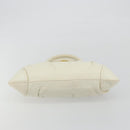 Salvatore Ferragamo Gancini Hand Bag Leather White Champagne Gold Auth 189556-5