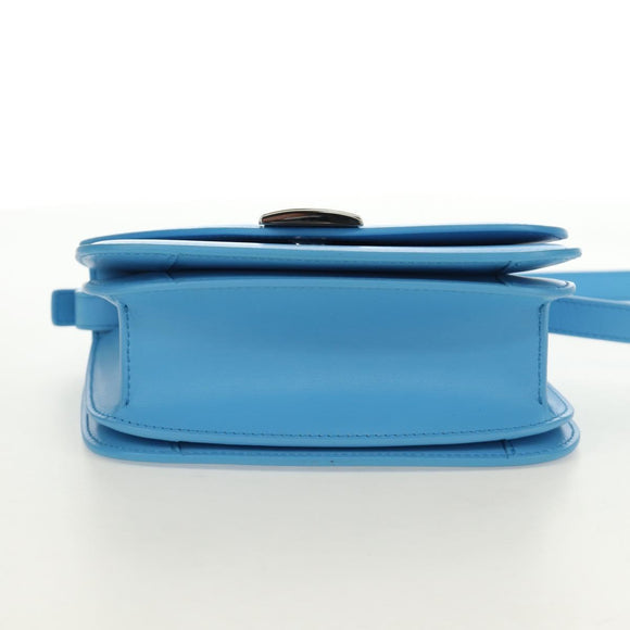 Salvatore Ferragamo Fiamma Shoulder Bag Leather Light Blue Silver Auth 189557M