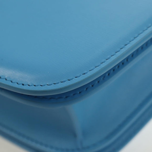 Salvatore Ferragamo Fiamma Shoulder Bag Leather Light Blue Silver Auth 189557M
