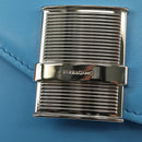 Salvatore Ferragamo Fiamma Shoulder Bag Leather Light Blue Silver Auth 189557M-16