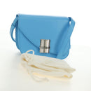 Salvatore Ferragamo Fiamma Shoulder Bag Leather Light Blue Silver Auth 189557M-26
