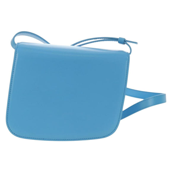 Salvatore Ferragamo Fiamma Shoulder Bag Leather Light Blue Silver Auth 189557M