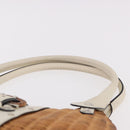 Salvatore Ferragamo Gancini Hand Bag Rattan Beige Silver Auth 189559A-15