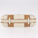Salvatore Ferragamo Gancini Hand Bag Rattan Beige Silver Auth 189559A-7