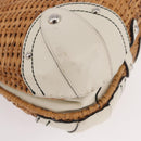 Salvatore Ferragamo Gancini Hand Bag Rattan Beige Silver Auth 189559A-16