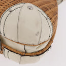 Salvatore Ferragamo Gancini Hand Bag Rattan Beige Silver Auth 189559A-9