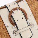 Salvatore Ferragamo Gancini Hand Bag Rattan Beige Silver Auth 189559A-19