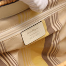 Salvatore Ferragamo Gancini Hand Bag Rattan Beige Silver Auth 189559A-12