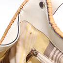Salvatore Ferragamo Gancini Hand Bag Rattan Beige Silver Auth 189559A-11