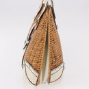 Salvatore Ferragamo Gancini Hand Bag Rattan Beige Silver Auth 189559A-3