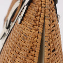 Salvatore Ferragamo Gancini Hand Bag Rattan Beige Silver Auth 189559A-4