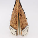 Salvatore Ferragamo Gancini Hand Bag Rattan Beige Silver Auth 189559A-5