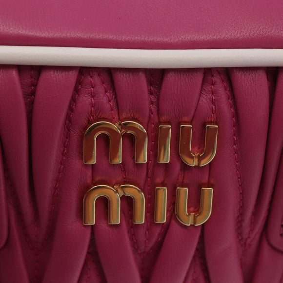 Miu Miu Matelasse Arcadi Small Hand Bag Leather 2way Pink Gold Auth 189560SM