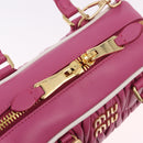 Miu Miu Matelasse Arcadi Small Hand Bag Leather 2way Pink Gold Auth 189560SM-22