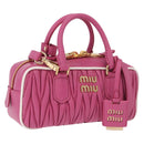 Miu Miu Matelasse Arcadi Small Hand Bag Leather 2way Pink Gold Auth 189560SM-1