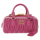 Miu Miu Matelasse Arcadi Small Hand Bag Leather 2way Pink Gold Auth 189560SM-13