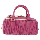 Miu Miu Matelasse Arcadi Small Hand Bag Leather 2way Pink Gold Auth 189560SM-2