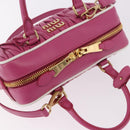 Miu Miu Matelasse Arcadi Small Hand Bag Leather 2way Pink Gold Auth 189560SM-6