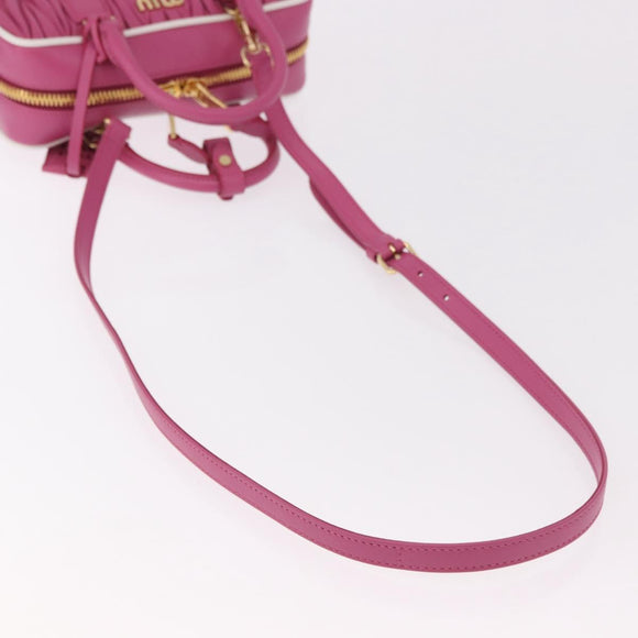 Miu Miu Matelasse Arcadi Small Hand Bag Leather 2way Pink Gold Auth 189560SM