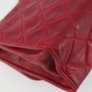 CHANEL Matelasse Chain Shoulder Bag Lamb Skin Red Gold CC Auth 189561-17
