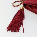 CHANEL Matelasse Chain Shoulder Bag Lamb Skin Red Gold CC Auth 189561-9