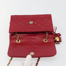 CHANEL Matelasse Chain Shoulder Bag Lamb Skin Red Gold CC Auth 189561-10