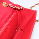 CHANEL Matelasse Chain Shoulder Bag Lamb Skin Red Gold CC Auth 189561-19