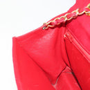 CHANEL Matelasse Chain Shoulder Bag Lamb Skin Red Gold CC Auth 189561-20
