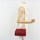 CHANEL Matelasse Chain Shoulder Bag Lamb Skin Red Gold CC Auth 189561-23
