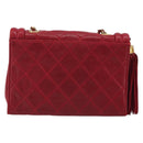 CHANEL Matelasse Chain Shoulder Bag Lamb Skin Red Gold CC Auth 189561-2