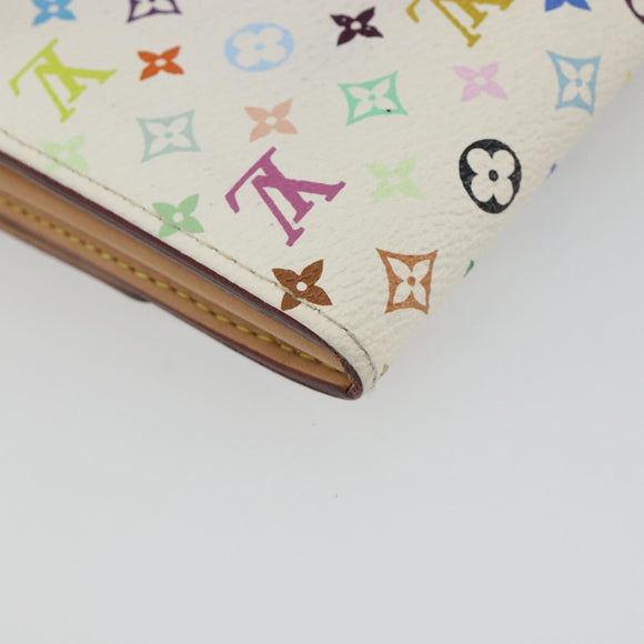 LOUIS VUITTON Multicolor Portefeuille Sarah Wallet White M93532 LV Auth 189570