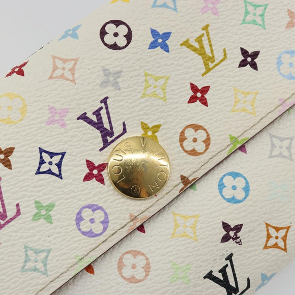 LOUIS VUITTON Multicolor Portefeuille Sarah Wallet White M93532 LV Auth 189570