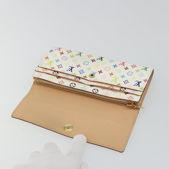 LOUIS VUITTON Multicolor Portefeuille Sarah Wallet White M93532 LV Auth 189570