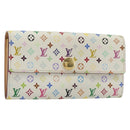 LOUIS VUITTON Multicolor Portefeuille Sarah Wallet White M93532 LV Auth 189570-1