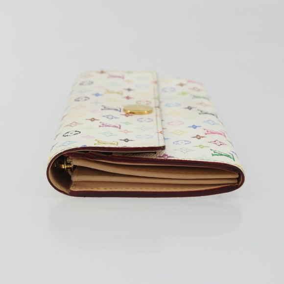 LOUIS VUITTON Multicolor Portefeuille Sarah Wallet White M93532 LV Auth 189570