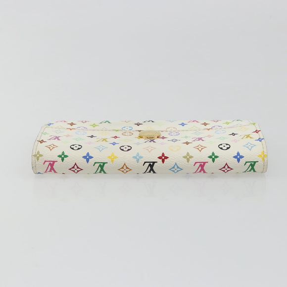 LOUIS VUITTON Multicolor Portefeuille Sarah Wallet White M93532 LV Auth 189570