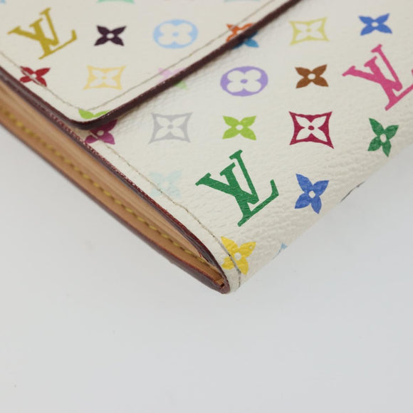 LOUIS VUITTON Multicolor Portefeuille Sarah Wallet White M93532 LV Auth 189570