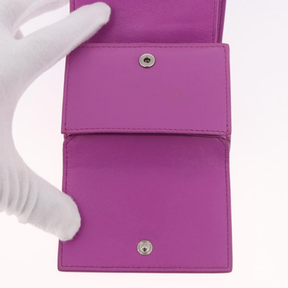 BALENCIAGA Compact Wallet Leather Pink Silver 558208 Auth 189571M
