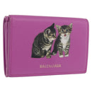 BALENCIAGA Compact Wallet Leather Pink Silver 558208 Auth 189571M-1