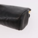 CHANEL COCO Mark Pouch Leather Black Gold CC Auth 189572-17