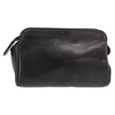 CHANEL COCO Mark Pouch Leather Black Gold CC Auth 189572-2
