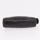 CHANEL COCO Mark Pouch Leather Black Gold CC Auth 189572-6
