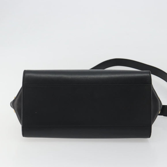 Salvatore Ferragamo Sofia Gancini Hand Bag Leather 2way Black Gold Auth 189582