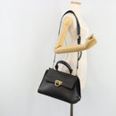 Salvatore Ferragamo Sofia Gancini Hand Bag Leather 2way Black Gold Auth 189582-27