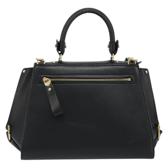 Salvatore Ferragamo Sofia Gancini Hand Bag Leather 2way Black Gold Auth 189582