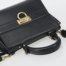 Salvatore Ferragamo Sofia Gancini Hand Bag Leather 2way Black Gold Auth 189582-6