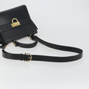 Salvatore Ferragamo Sofia Gancini Hand Bag Leather 2way Black Gold Auth 189582-8
